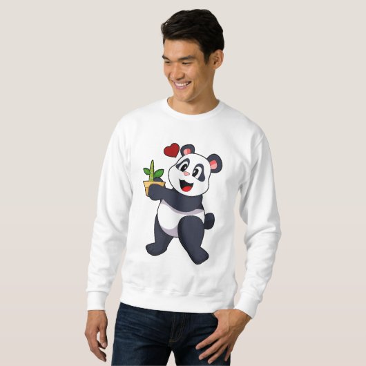 Panda mit Bamboo-Blume Sweatshirt (Vorne ganz)