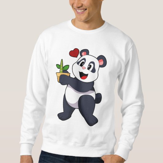 Panda mit Bamboo-Blume Sweatshirt (Vorderseite)