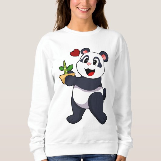 Panda mit Bamboo-Blume Sweatshirt (Vorderseite)