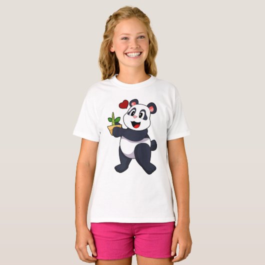 Panda mit Bamboo-Blume T-Shirt (Vorne ganz)