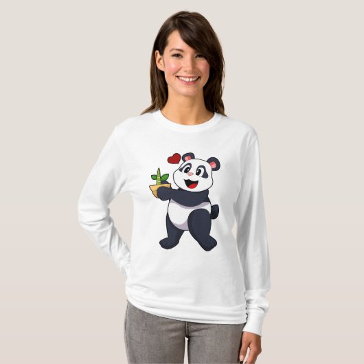 Panda mit Bamboo-Blume T-Shirt (Vorne ganz)