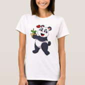 Panda mit Bamboo-Blume T-Shirt (Vorderseite)