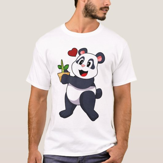 Panda mit Bamboo-Blume T-Shirt (Vorderseite)