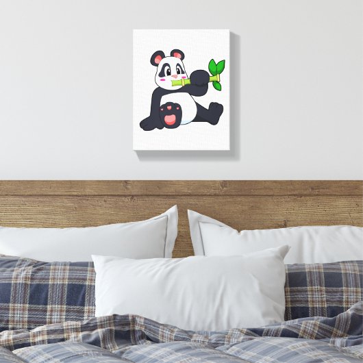 Panda mit Bamboo Leinwanddruck (Insitu (Schlafzimmer))