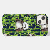 Panda mit Bambus-Wasserfarbenmuster iPhone Hülle (Rückseite (Horizontal))