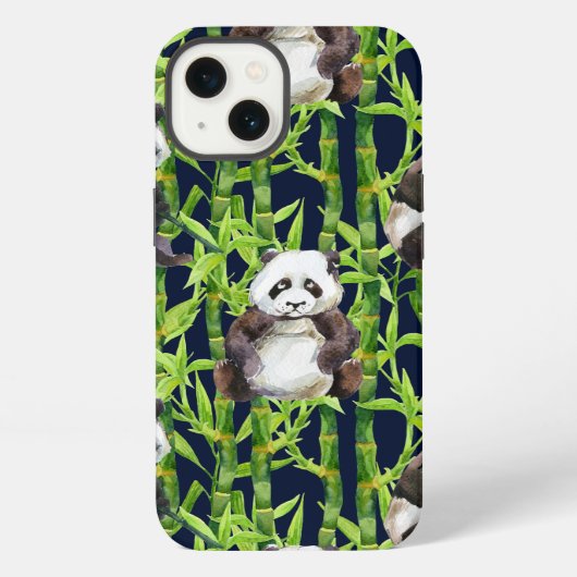 Panda mit Bambus-Wasserfarbenmuster iPhone Hülle (Rückseite)
