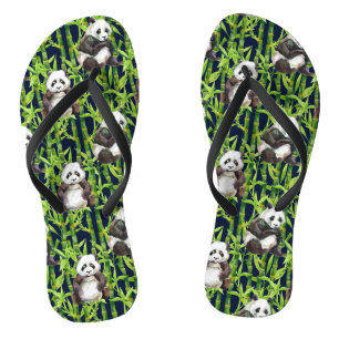 Panda mit Bambus Wasserfarbmuster Badesandalen