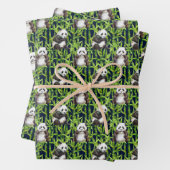 Panda mit Bambus Wasserfarbmuster Geschenkpapier Set (Beispiel)