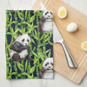 Panda mit Bambus Wasserfarbmuster Geschirrtuch (Viertel Falte)