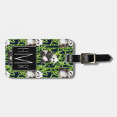 Panda mit Bambus Wasserfarbmuster| Monogramm Gepäckanhänger (Vorderseite horizontal)