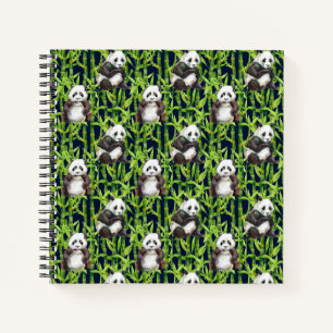 Panda mit Bambus Wasserfarbmuster Notizbuch