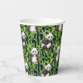 Panda mit Bambus Wasserfarbmuster Pappbecher (Rückseite)