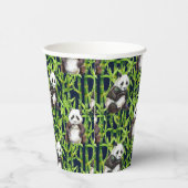 Panda mit Bambus Wasserfarbmuster Pappbecher (Rechts)