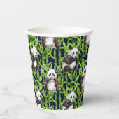 Panda mit Bambus Wasserfarbmuster Pappbecher (Vorderseite)