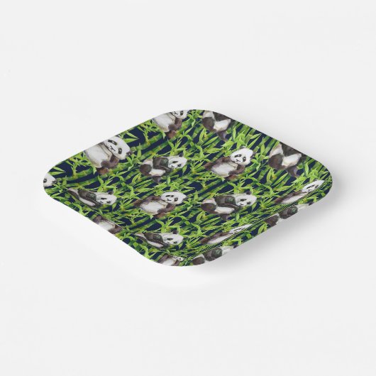 Panda mit Bambus Wasserfarbmuster Pappteller (Gewinkelt)