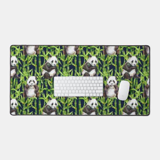 Panda mit Bambus Wasserfarbmuster Schreibtischunterlage (Tastatur & Maus)