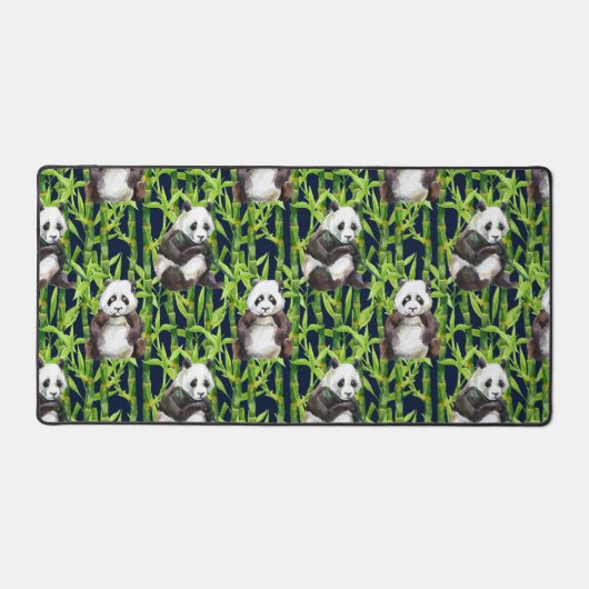 Panda mit Bambus Wasserfarbmuster Schreibtischunterlage (Vorderseite)
