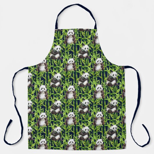Panda mit Bambus Wasserfarbmuster Schürze (Vorderseite)