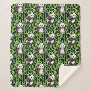 Panda mit BambusAquarell-Muster Sherpadecke