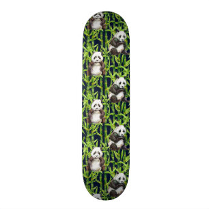 Panda mit BambusAquarell-Muster Skateboard