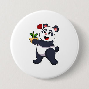 Panda mit Bambusblüte Button