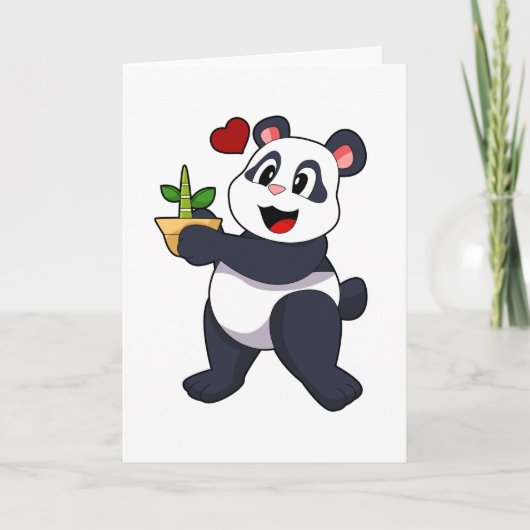Panda mit Bambusblüte Karte (Vorderseite)