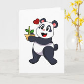 Panda mit Bambusblüte Karte (Gelbe Blume)