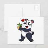 Panda mit Bambusblüte Postkarte (Vorne/Hinten)