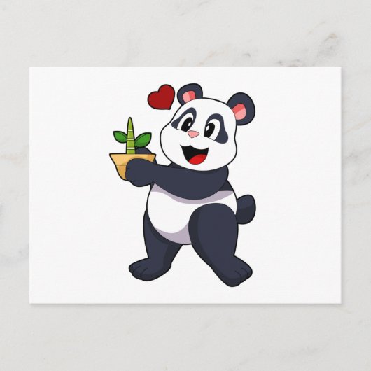 Panda mit Bambusblüte Postkarte (Vorderseite)