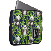 Panda mit Bambusmonogramm des Aquarell-Muster-| Laptopschutzhülle (Vorne Rechts)