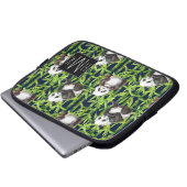 Panda mit Bambusmonogramm des Aquarell-Muster-| Laptopschutzhülle (Vorne Knopf)