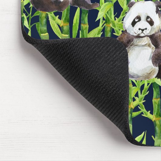 Panda mit Bambusmonogramm des Aquarell-Muster-| Mousepad (Ecke)