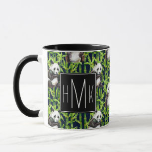 Panda mit Bambusmonogramm des Aquarell-Muster-  Tasse