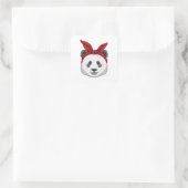 Panda mit Bandana Quadratischer Aufkleber (Tasche)