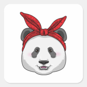 Panda mit Bandana Quadratischer Aufkleber