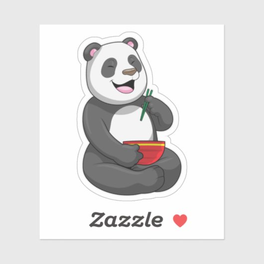 Panda mit Bowl Ramen Aufkleber (Blatt)
