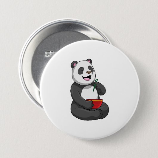 Panda mit Bowl Ramen Button (Vorne & Hinten)