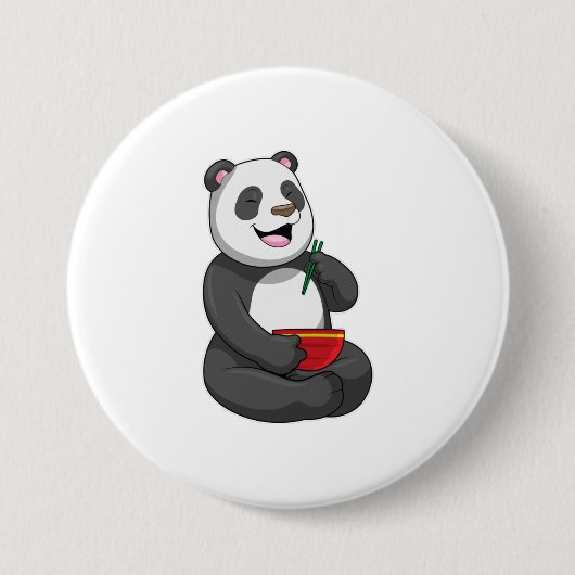 Panda mit Bowl Ramen Button (Vorderseite)