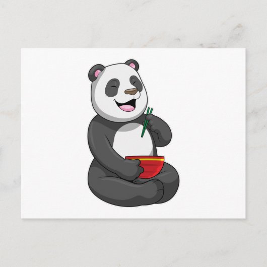 Panda mit Bowl Ramen Postkarte (Vorderseite)