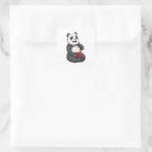 Panda mit Bowl Ramen Quadratischer Aufkleber (Tasche)