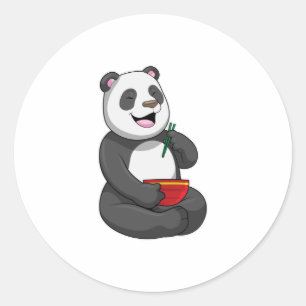 Panda mit Bowl Ramen Runder Aufkleber
