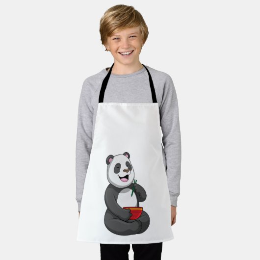 Panda mit Bowl Ramen Schürze (Getragen)
