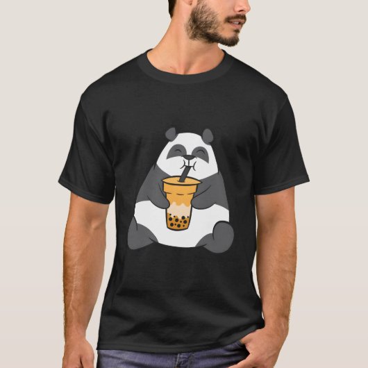 Panda mit Bubble Tea T-Shirt (Vorderseite)