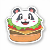 Panda mit Burger Aufkleber (Vorderseite)