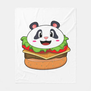 Panda mit Burger Fleecedecke