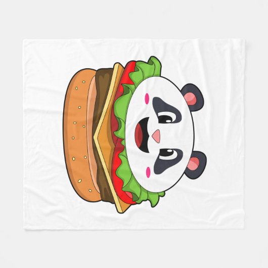 Panda mit Burger Fleecedecke (Vorderseite (Horizontal))