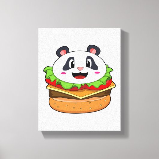 Panda mit Burger Leinwanddruck (Vorderseite)