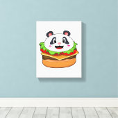 Panda mit Burger Leinwanddruck (Insitu (Holzboden))