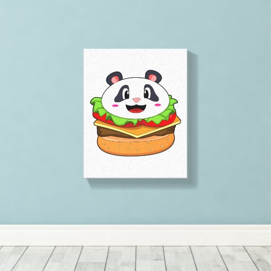 Panda mit Burger Leinwanddruck (Insitu (Holzboden))