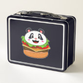 Panda mit Burger Metall Brotdose (Rückseite)